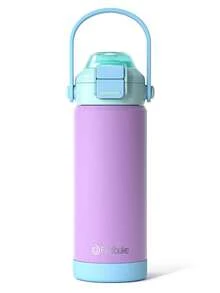 18oz Kids Insulated Water Bottle With Pop-Open Straw - 18/8 Stainless Steel Kid Cup Vacuum Tumbler Leak Proof Portable Kids Cup For Travel School Boys Girls - Màu tím - Xem 1