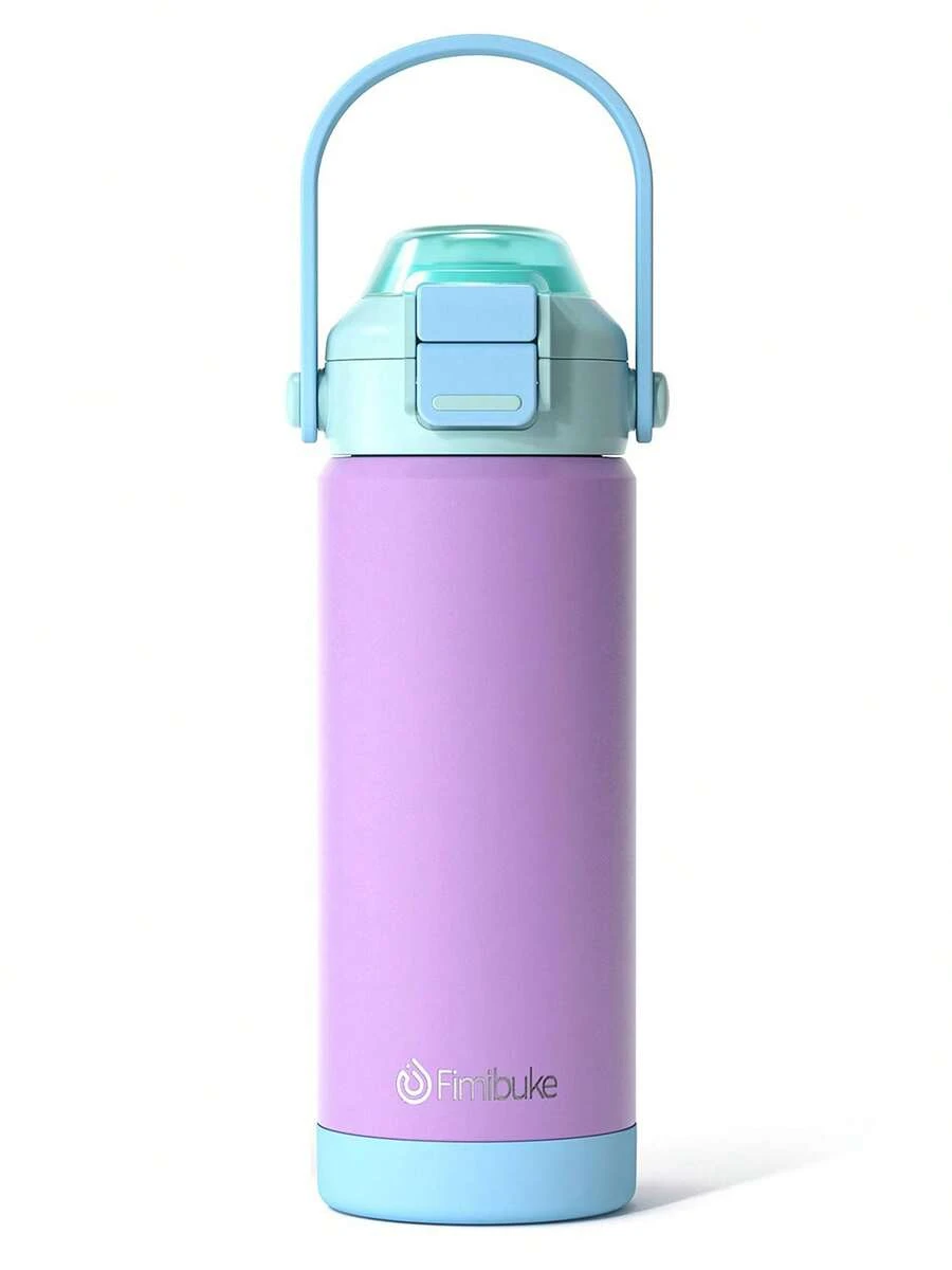 18oz Kids Insulated Water Bottle With Pop-Open Straw - 18/8 Stainless Steel Kid Cup Vacuum Tumbler Leak Proof Portable Kids Cup For Travel School Boys Girls - Màu tím - Xem 1