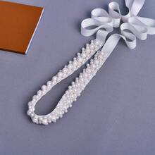 1 Piece   Beach    Vintage    Pearl Wedding  Belt  Bead Bride Sash  Ivory - 米色 - 查看 2