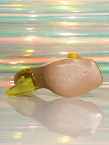 Sandalias de tacón alto rosa de punta cuadrada para mujer, zuecos de tacón grueso con cristales, elegante para uso en fiestas, nuevo lanzamiento de verano