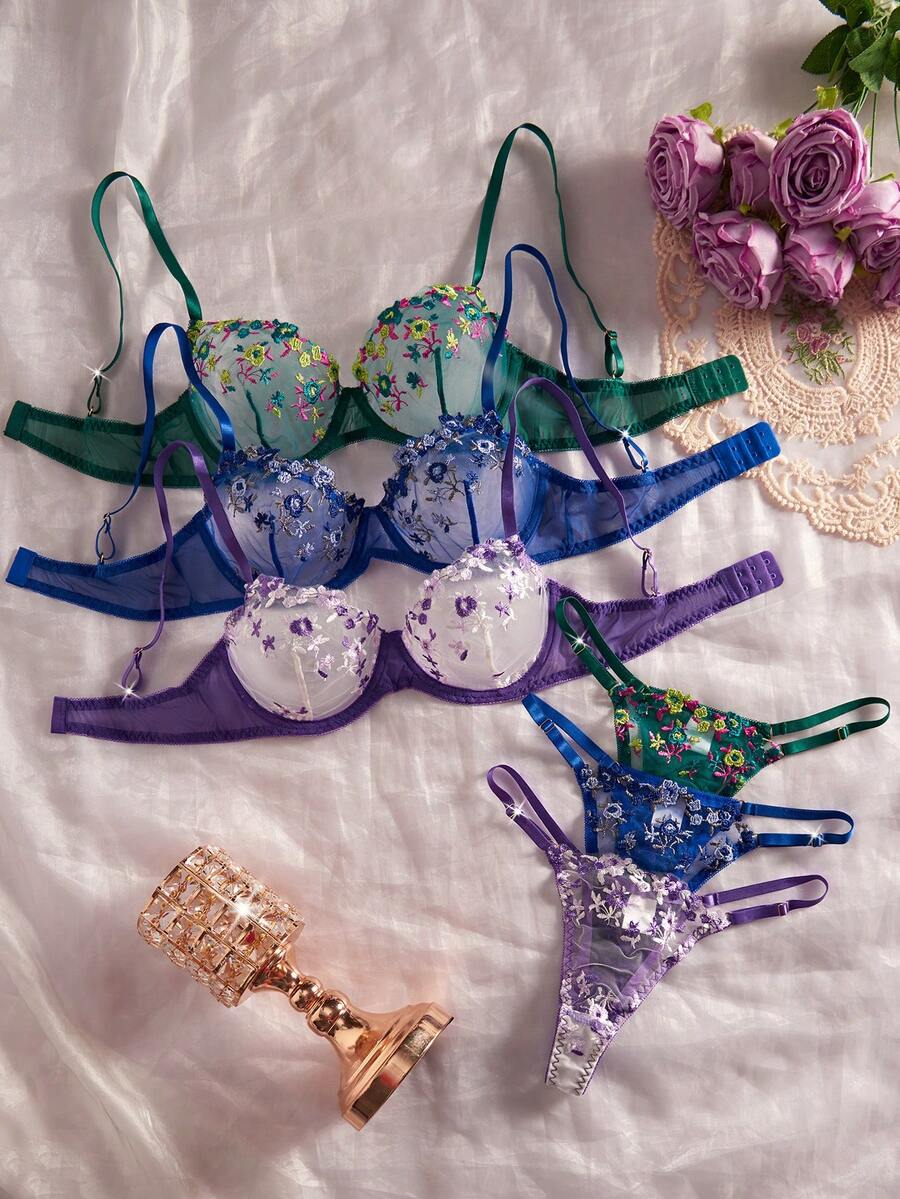 Women's Sexy Lingerie 3 Pieces Set, Mixed Color, Sexy And Bold Women's Bra Set - Nhiều màu - Xem 1