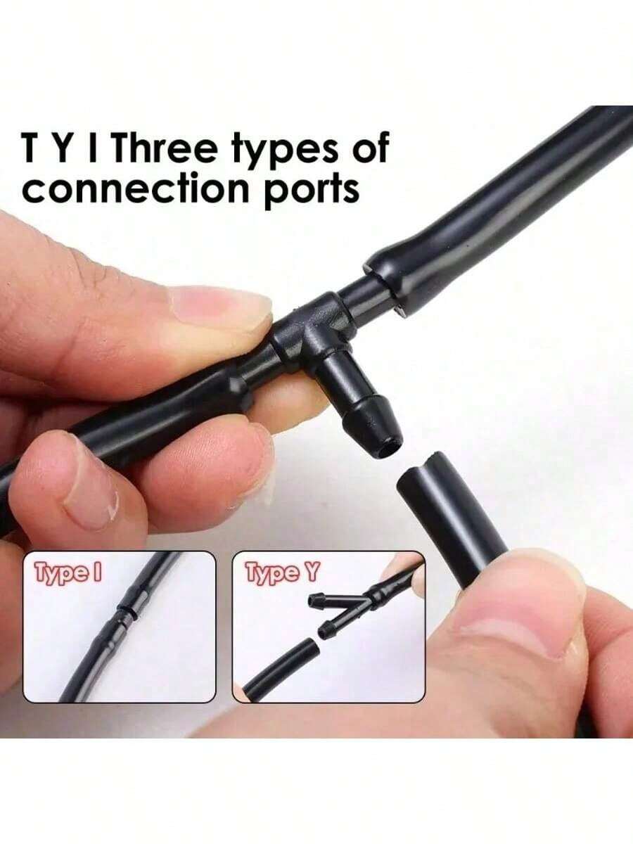 1 Set Universal Style Car Windshield Wiper Nozzle 39.37 Inch Hose 6 Connectors 4 Double Hole Water Spray Nozzles