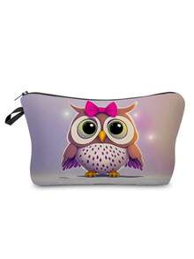 1 个猫头鹰、太阳和月亮图案化妆包，容量大，轻便，多用途，可折叠，拉链开合，适合日常使用和旅行，一份贴心的小礼物 - 彩色 - 查看 8