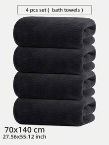 4 Pcs/Set Face Towels/Bath Towels Assorted Plain & Printed, Soft & Absorbent, Quick Drying, Suitable For Bathing, Washing Face, Bathroom, Hotel, Outdoor And Other Occasions Back To School For Beauty Salon Home Bathroom Shower Towels For Beaty Salon, Hotel Sports,Home Essentials, Towel, Skin Care