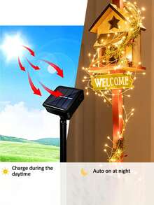 1 件太阳能 LED 仙女灯，100 个暖白色爆竹灯串，5.97 米星光萤火虫灯，适用于 DIY 花环、家居搬迁、室内外圣诞装饰，塑料材质，太空主题 - 暖白 - 查看 3