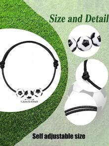 20pcs Sports Party Favors Charm Bracelets, Soccer Basketball Football Baseball Volleyball Bead Ball Bracelets Adjustable Inspirational Wristbands, Sport Theme Birthday Party Favor Gifts, Suitable For Men & Women, Birthday/Graduation/Party/Holiday, Football Team Gift, Christmas, Thanksgiving, Harvest Festival, Fall Decor, Gifts - Black and White - View 6