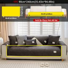 1PC Flannel Pinstripe Labeled Sofa Cushion - Non-Slip Pet-Friendly Seat Pad For 1/2/3/4-Seater Modular Sectionals, Minimalist Premium Cover With Multi-Size & Color Options