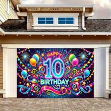 2D Flat, Perfect For Birthday Decor & Camera Shooting, Polyester, Happy Birthday Elements Background Cloth, Suitable For Indoor/Outdoor Party, Photography, Home Decor, Garage Door Display, No Electricity Required, Birthday Party Decoration