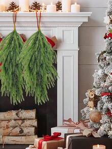 Artificial Hanging Plants, Christmas Teardrop Pine Needle Hanging Swag, Artificial Pine Needle Branches Faux, Winter Wreath Hanging Plants, For Front Door, Wall, Home Christmas Decoration Home Decor Christmas Decorations Room Decor Christmas Decorations Home Christmas Gifts Christmas Decor - Multicolor - View 5