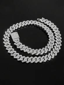 1 قطعة سلسلة وسوار كوبي مرصع بالألماس بقياس 14 مم، موضة الهيب هوب، مناسب كهدية للرجال