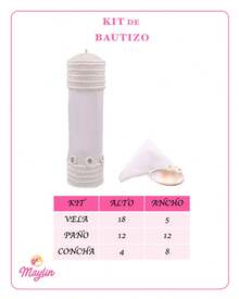 Kit de Bautizo Noe - Maylin - Set Vela Paño y Concha - Beis - Ver 4