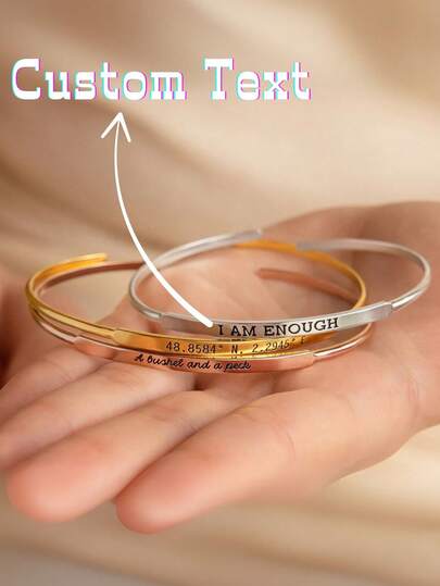 1pc Custom Mantra Bracelet Personalized Inspirational Bracelet Delicate Cuff Bracelet Custom Dainty Name Jewelry Gifts For Mom Custom Coordinates Jewelry Location Coordinate Jewelry Delicate Coordinates Bracelet Longitude Latitude Mother Gift