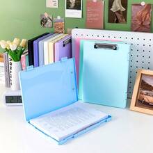 Caja de almacenamiento de media carpeta, ideal para organizar y guardar trabajos de estudiantes, de gran capacidad, multifuncional y apta para la clasificación por asignaturas. - Azul - Ver 1