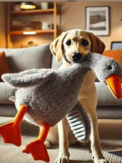 1 Set Soft Plush Duck Doll, White/Gray/Brown, Suitable For Cats And Dogs To Play, Helps Dogs Play And Expend Energy, Suitable For Medium And Small Pets (Large Pets May Bite And Therefore Not Recommended For Large Pets)
