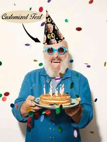 Custom Party Hats - Personalized Age & Photo Design, Celebratory Paper Headwear For 21st, 30th, 40th, 50th, 60th, 70th, 80th, 90th Sports Day,Anniversaries & Retirement, Party Accessories | Celebratory Headwear | Durable Party Hat