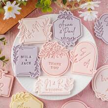 2Pcs/1Set Wedding Cookie Cutter Leaf Pattern Elegant Fondant Biscuit Chocolate Mold Birthday Valentine's Day Party Cookie Embossing Mould Dessert Baking Tool Party Favor Supplies - White - View 11
