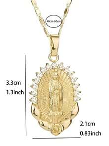 1pc Men's Two-Tone Our Lady Of Guadalupe Pendant Necklace