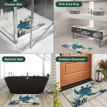 حصيرة الحمام غير الانزلاقية، حصيرة حمام ناعمة مريحة مع فتحات تصريف، حصيرة استحمام من مادة البي في سي بتصميم لوفة للتدليك، للاستخدام في الحمام والأماكن الرطبة، سريعة التجفيف