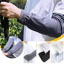 Men Long Half Finger Gloves Arm Sleeves Sun UV Protection Ice Cool Arm Cover For Cycling Fishing Climbing Sport Accessories Halloween Costumes Black Arm Sleeve