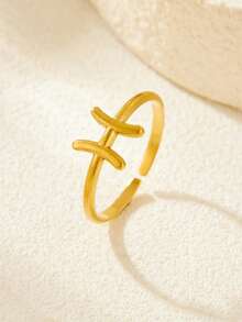 18K Gold Plated Stainless Steel Zodiac Ring, Luxury Jewelry Set With Gift Box, Suitable For Men And Women, Ideal For Daily Wear Or As A Gift For Girlfriend, Mother, Holiday