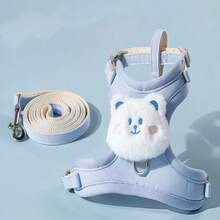1pc Adjustable Rabbit Harness Vest, Cute Bear Head Rabbit Harness, Leash For Small Pets And Rabbits - Multicolor - View 12