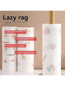 1 Roll 50/100/200/400 Sheets High Quality Reusable Kitchen Paper Towels, Larger & Thicker, Washable, Non-Stick, Easy To Clean, Multi-Purpose, Suitable For Home And Kitchen - Colorful Pattern - Multicolor - View 2