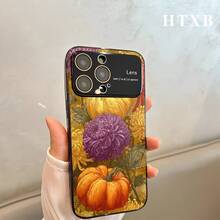 Teléfono con diseño de calabazas y flores electrochapado | Pantalla AG Frosted Large View Window 2 en 1 para phone 17, 17 Pro, 17 Pro, 16 Pro, 16 Pro, 16 Plus, 16, 15 Pro, 15 Pro, 15 Plus, 15, 14 Pro, 14 Pro, 14 Plus, 14, 13 Pro, 13 Pro, 13, 12 Pro, 12 Pro y 12 Series - Plateado - Ver 5