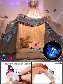 5pcs/10pcs/15pcs/25pcs/50pcs 3D Double-Layer Luminous Butterfly, LED Glowing Butterfly With Adhesive Backing, Suitable For Wall, Home, Festival, Home Decor
