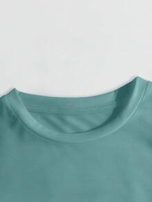 Áo thun in chữ thời trang nữ, áo cổ tròn tay ngắn thường ngày, họa tiết hai mặt, thích hợp mặc hàng ngày, thường ngày mùa hè - màu xanh lá - Xem 7