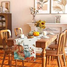 1 /108 piezas Camino de mesa de Acción de Gracias con hojas de arce y calabazas - Poliéster decoración estacional para el hogar, cocina y comedor, múltiples tamaños, resistente y duradero centro de mesa con tema de otoño para anfitriones de vacaciones y amantes del otoño - Otoño-F - Ver 2