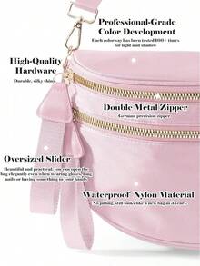 Pure Colour Crossbody Bag Bum Bag For Women,Spacious Purse Fanny Packs Belt Bag,Oversized Bum Bag (Colour Bum Bag-Light Grey) - 彩色腰包-粉紅色 - 查看 7