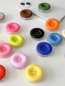 1pc Candy Color Button Phone Airbag Stand, Adhesive Expandable Slouchy Desktop Phone Holder, Retractable Phone Stand Compatible With IPhone, Android Phone, Gift For Birthday, Family, Friends Push-Pull Phone Grip Phone Accessories