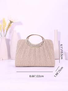 Egg-Shaped Rhinestone Pleated Shiny Magnetic Closure Elegant Women's Evening Bag, Suitable For Wedding, Party, Birthday Gift ,Wedding , Wedding