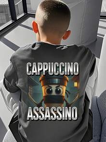 1pc Tween Boy Printed Long Sleeve T-Shirt, Young Student Clothing, Suitable For Autumn/Winter, Can Be Worn As Innerwear Or Outerwear - Dark Grey - View 3