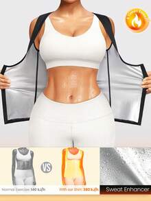 Damen Taille Sauna Anzug - Hohe Kompression Schwitzanzug, Beliebter minimalistischer Sauna Anzug Damen Weste Taille Trimmer, Eng anliegende Fitness Formung Taille, Geeignet für Gym, Sport und Yoga, Damen Reißverschluss Weste, Reißverschluss Design, Nicht atmungsaktive Fitness Bekleidung