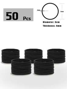 10 Piezas/30 Piezas/50 Piezas/100 Piezas Lazos para el cabello negros gruesos y elásticos para hombres y mujeres, accesorios para el cabello, coleteros, herramientas para peinados, bandas de goma, accesorios para el cabello multifuncionales, lazos básicos gruesos para el cabello, no dañan el cabello, reutilizables - Negro - Ver 11