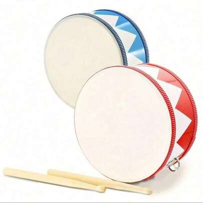 6/8 Inch Wooden Drum Set, Includes Adjustable Strap, 2 Drumsticks And Musical Sensory Experience - Perfect Gift