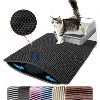 1Pc Large Cat Litter Box Mat,Cat Accessories, Easy Clean Kitty Litter Trapping Mat For Floor, Plastic Cat Box Pad,Cat Stuff
