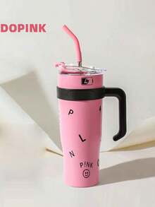 1 pieza Vaso aislado al vacío de acero inoxidable de 40 onzas con asa de pajita, taza de viaje de gran capacidad para el hogar, la oficina, regalo de Navidad, regalo de cumpleaños para amigos, regalo del Día de San Valentín - Multicolor - Ver 2