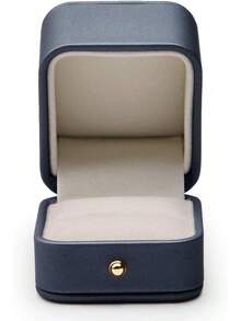 ¡RecomendadoOirlv - Preciosa caja de regalo para anillo, fabricada en piel prémium para boda, proposición de matrimonio.Estuche para joyería (azul acero)¡Top de Temporada - Collar/Baracelet/Caja de cadena larga - Ver 4