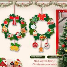 DIY Christmas Wreath Kit - Non - Woven Fabric Decorations For Xmas Party & Home Decor Create - Your - Own Christmas Wreaths - Non - Woven Fabric Craft Kit For Holiday Fun Christmas Non - Woven Fabric Wreath Decor - DIY Hanging Ornaments For Door & Wall