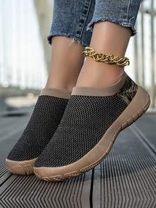 Women's Extra Wide Fit Pink Knit  Sneakers - Roomy Toe Box With Arch Support For Comfort Walking, Year-Round Wide Width Shoes For Women​ - Thẻ đen - Xem 5