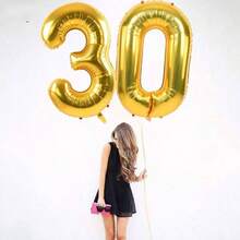 40-Inch Large Number Balloons 10 20 30 40 50 60 70 80 90-Year-Old Adult Birthday Anniversary Decoration Supplies Gold Aluminum Foil Balloons Individually Wrapped For Party Decorations, Birthday Balloons