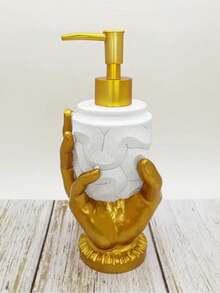 1 Stück eleganter goldfarbener Fingerabdruck Seifenspender aus Harz - quecksilberfrei, freistehender Pumpspender für Lotionen mit strukturiertem Design, ideal für Badezimmer und Küchendekoration, Seifenpumpe | Einzigartiger Spender | Harzstruktur, Seifenspender Badezimmer (10,82oz/320ml)