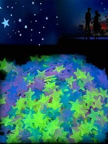 [Christmas Decoration]Luminous Stars Wall Stickers, Luminous Fluorescent, Bright Glowing Plastic Self-Adhesive Stickers, Home Art Decoration, Suitable For Home, Ceiling, Bedroom Wall Decoration Home Decor Room Decor