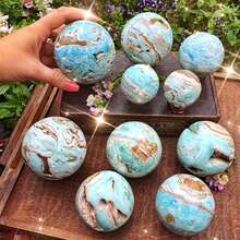 1pc Caribbean Septarian Geode - Bohemian Style Turquoise Blue & White Marble Pattern Home Decor, Christmas, Valentine's Day, Graduation Gift, Vintage Elegant Spiritual Ornament - Multicolor - View 9