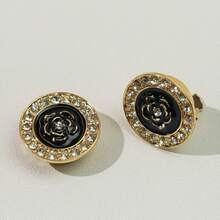 2pcs Round Shirt Button Covers, Elegant Decorative Cufflinks, Rhinestone Rose Decoration. These Exquisite Button Covers Are Suitable For Men's And Women's Shirts And Can Be Worn In Just 3 Seconds. They Are The Perfect Choice For Holiday And Birthday Gifts.