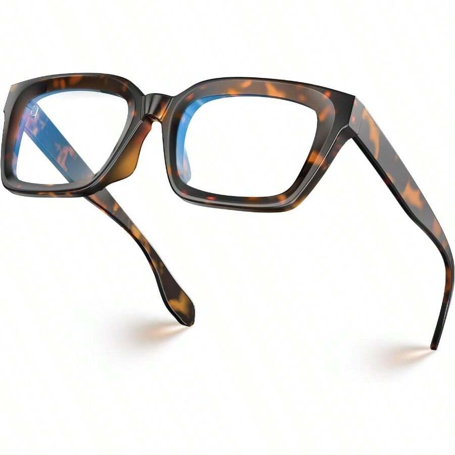 NEW-VISOONE Chunky Square Blue Light Blocking Glasses With Anti Computer Glare For Working Women Men MONTANA - 可可烏龜 - 查看 1