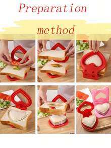 1 máy làm bánh mì sandwich bằng thép không gỉ có bảo vệ tay, có thể làm bánh mì kẹp và bánh mì nướng. Dao cắt và dán bánh mì sandwich, khuôn bánh mì hình trái tim và ngôi sao. Dao cắt bánh quy rau củ mini bằng thép không gỉ, dụng cụ dập mép bánh mì sandwich, máy làm bánh kếp, thích hợp cho việc tự làm hộp cơm bento. - Nhiều màu - Xem 8