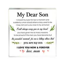 1 pièce Décoration acrylique personnalisée avec un message sincère de la mère au fils, amour maternel éternel, décoration polyvalente convenant à toute pièce, cadeau idéal des parents au fils, sans électricité requise